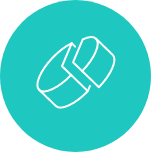 Circular vector icon showing a pie diagram