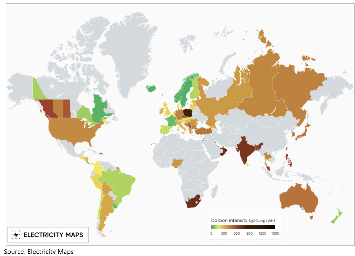 Electricity Maps global energy mix 22-23