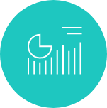 Circular vector icon showing a pie diagram